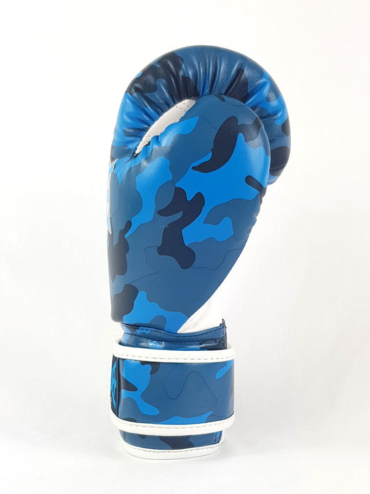 Sandee Authentic Velcro Camo Blu & Bianco Synthetic Leather Boxing Glove