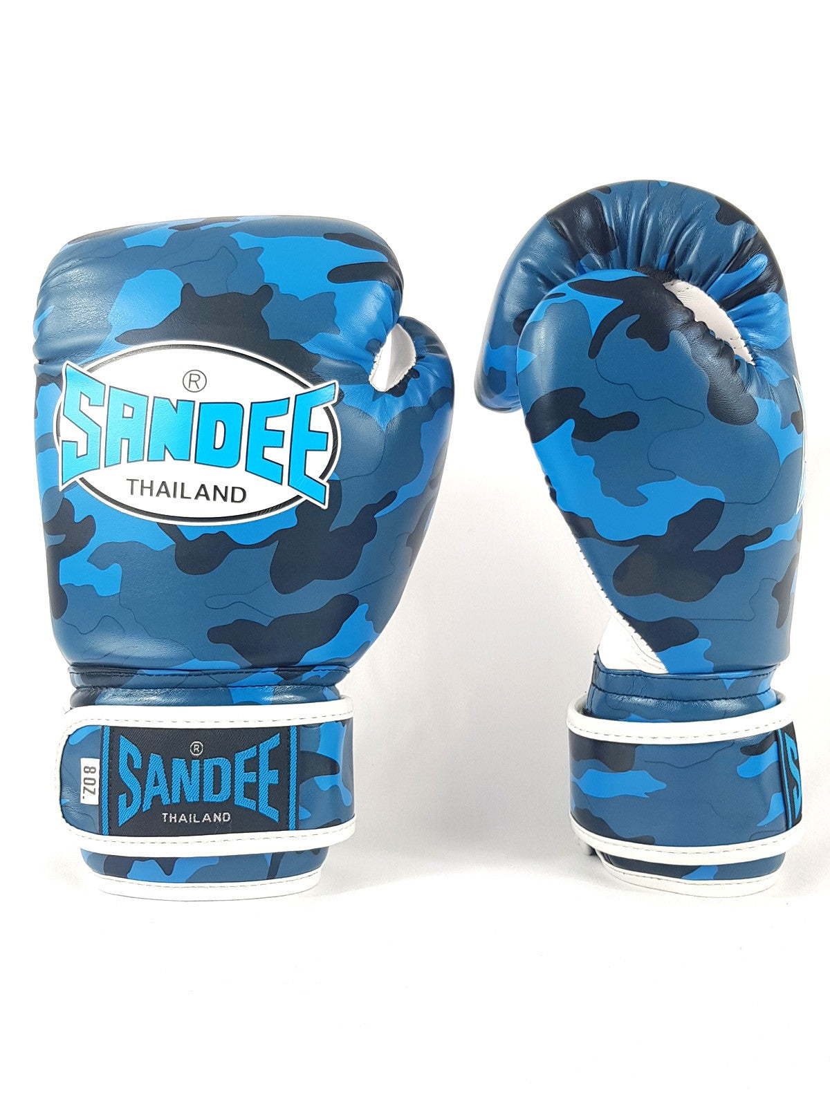 Sandee Authentic Velcro Camo Blu & Bianco Synthetic Leather Boxing Glove