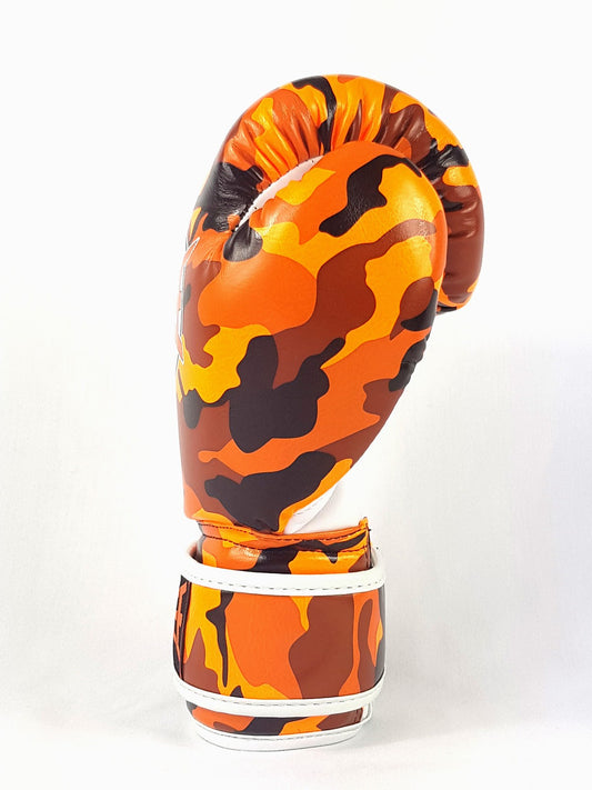 Sandee Authentic Velcro Camo Arancione & Bianco Synthetic Leather Boxing Glove