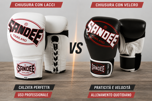 Guantoni Sandee Made in Thailand: Velcro vs Lacci, due filosofie a confronto