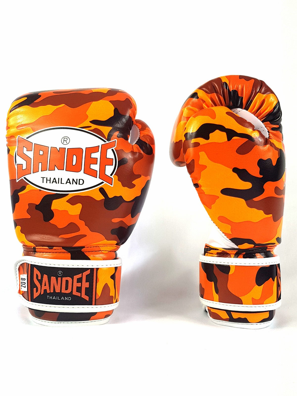 Sandee Authentic Velcro Camo Arancione & Bianco Synthetic Leather Boxing Glove